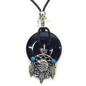 Onyx Circle and Pewter Dream Catcher W/Eagle Pendantonyx 