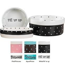 9 INCH  - WHITE - Pet Studio Polka Dot Dog Dishesinch 