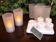 Rechargeable Remote LED Tea Light Candles w/ Glass Votives and Locking Charging base by Viatek