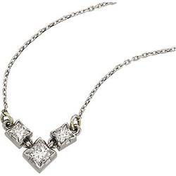 14K White Gold Three 3 Stone Diamond Assembly Necklacewhite 