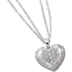 14K White Gold Diamond Heart Necklacewhite 