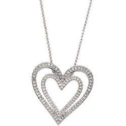 14K White Gold Diamond Heart Necklacewhite 