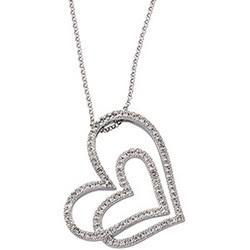 14K White Gold Diamond Heart Necklacewhite 