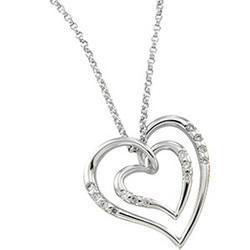 14K White Gold Diamond Heart Necklacewhite 