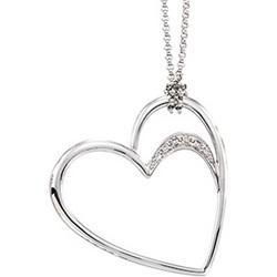 14K White Gold Diamond Fashion Heart Necklacewhite 