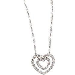 14K White Gold Diamond Fashion Heart Necklacewhite 