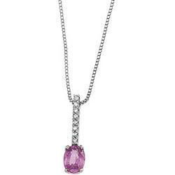 14K White Gold Pink Sapphire & Diamond Necklacewhite 