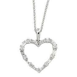 14K White Gold Diamond Fashion Heart Necklacewhite 