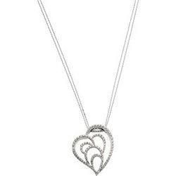 14K White Gold Diamond Heart Necklacewhite 