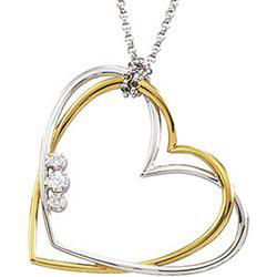 14K Two Tone Gold Diamond Heart Necklace Rhodium Platedtwo 