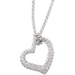 14K White Gold Diamond Heart Necklacewhite 