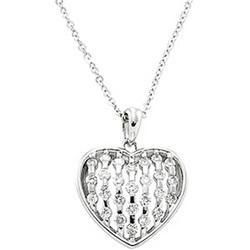 14K White Gold Diamond Heart Necklacewhite 