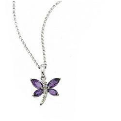 14K White Gold Amethyst & Diamond Necklacewhite 