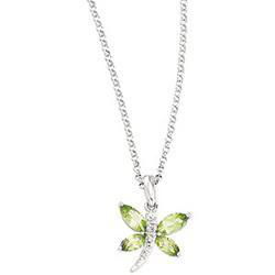 14K White Gold Peridot & Diamond Necklacewhite 