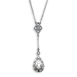 14K White Gold Created Moissanite And Diamond Necklacewhite 