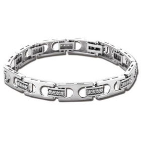 14K White Gold Created Moissanite Men's Braceletwhite 