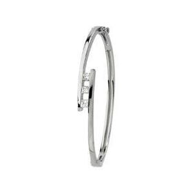 14K White Gold Diamond Bangle Braceletwhite 