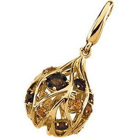 14K Yellow Gold Citrine, Maderia Citrine & Smoky Quartz Charmyellow 