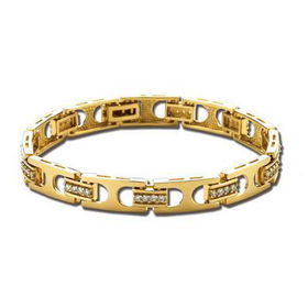 14K Yellow Gold Created Moissanite Men's Braceletyellow 