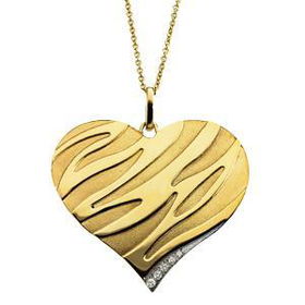 14K Yellow Gold Diamond Heart Necklaceyellow 