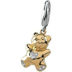 14K Yellow Gold Diamond Teddy Bear Charmyellow 