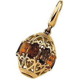 14K Yellow Gold Geuine Citrine, Maderira Citrine & Smokey Quartz Charmyellow 