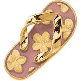 14K Yellow Gold Pink Enamel Flip Flop Charmyellow 