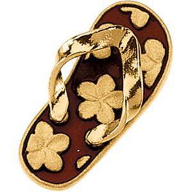 14K Yellow Gold Red Enamel Flip Flop Charmyellow 