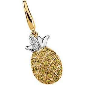 14K Yellow Gold Rhodium Plated Yellow Sapphire & Diamond Charmyellow 