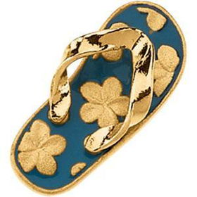 14K Yellow Gold Teal Enamel Flip Flop Charmyellow 