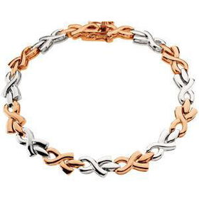 Sterling Silver & 14K Rose Gold Plated Breast Cancer Awareness "Survivor" Braceletsterling 