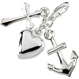 Sterling Silver Anchor, Cross, & Heart Charmsterling 