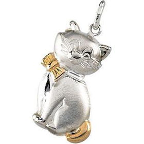 Sterling Silver and 14K Yellow Gold Plated Cat Charmsterling 