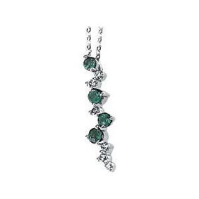 14K White Gold Emerald & Diamond Necklacewhite 