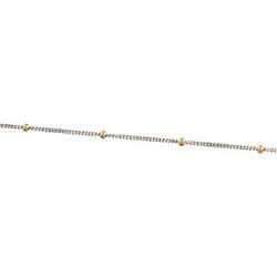 14K White Gold Solid Curb Chain With 14K Yellow Gold Beads - 18 incheswhite 