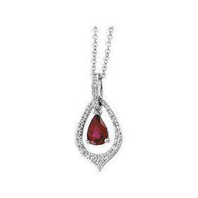 14K White Gold Ruby & Diamond Necklacewhite 