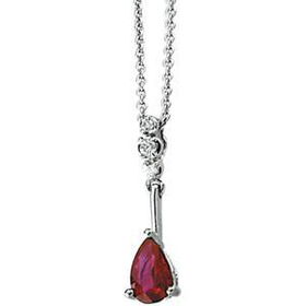 14K White Gold Ruby & Diamond Necklacewhite 