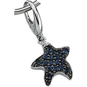 14K White Gold Sapphire & Diamond Starfish Charmwhite 