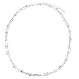 14K White Gold Three Strand Cubic Zirconia Necklacewhite 