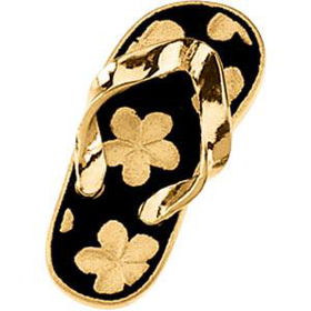 14K Yellow Gold Black Enamel Flip Flop Charmyellow 