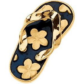 14K Yellow Gold Blue Enamel Flip Flop Charmyellow 