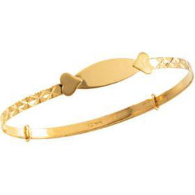 14K Yellow Gold Children's Adjustable Id With Heart Braceletyellow 