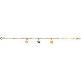 14K Yellow Gold Children's Daisy Cubic Zirconia & Enamel Braceletyellow 