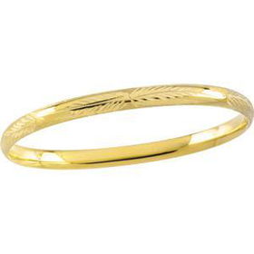 14K Yellow Gold Children's Etched Bangle Braceletyellow 