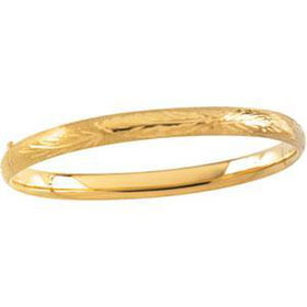 14K Yellow Gold Children's Etched Bangle Braceletyellow 