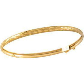 14K Yellow Gold Children's Etched Flex Bangle Braceletyellow 