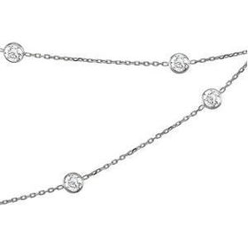 Sterling Silver Solid Cubic Zirconia Bezel Chainsterling 