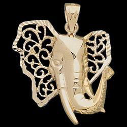 14K Yellow Gold Elephant Pendantyellow 