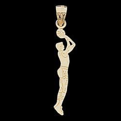 14K Yellow Gold Basketball Player Pendantyellow 