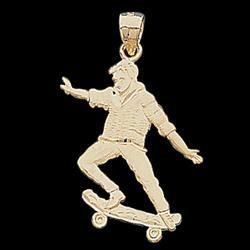 14K Yellow Gold Skateboarder Pendantyellow 